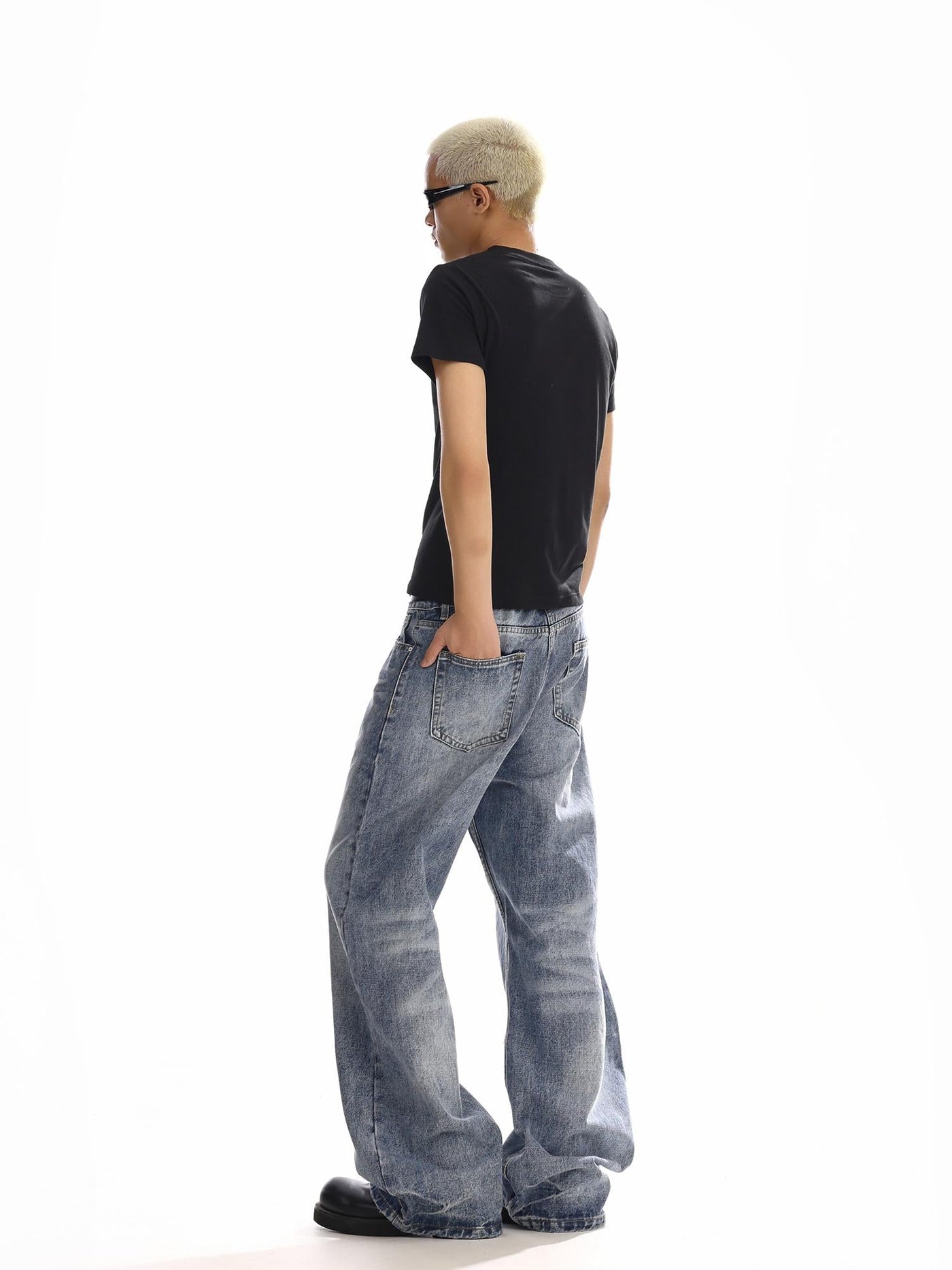 Whisker Faded Straight Cut Jeans Korean Street Fashion Jeans By MEBXX Shop Online at OH Vault