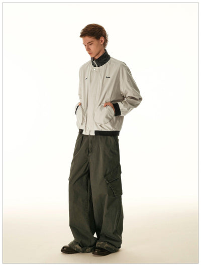 PU Leather Stand Collar Zipped Jacket Korean Street Fashion Jacket By Mr Nearly Shop Online at OH Vault