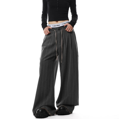 Drawstring Vertical Striped Pants Korean Street Fashion Pants By Mr Nearly Shop Online at OH Vault