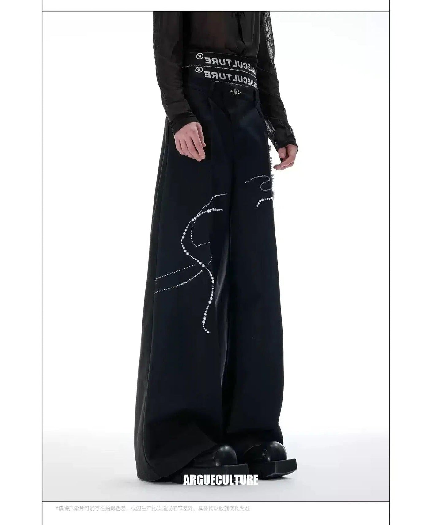 Pearled Abstract Line Pants Korean Street Fashion Pants By Argue Culture Shop Online at OH Vault