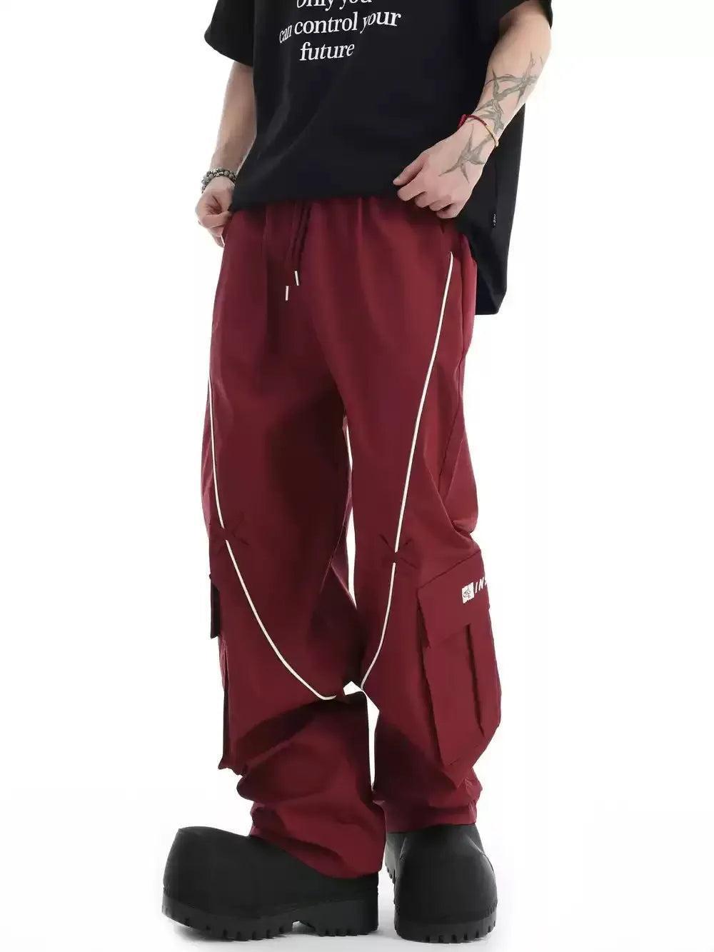 Drawcord Piping Line Cargo Pants Korean Street Fashion Pants By INS Korea Shop Online at OH Vault