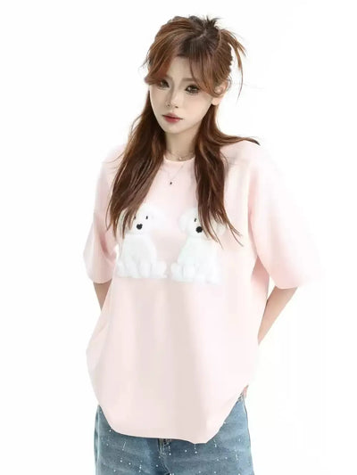 Puppy Patched T-Shirt Korean Street Fashion T-Shirt By INS Korea Shop Online at OH Vault