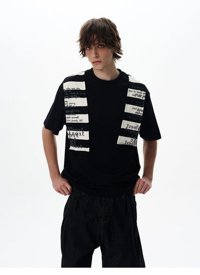 Over Shoulder Patched T-Shirt Korean Street Fashion T-Shirt By 77Flight Shop Online at OH Vault