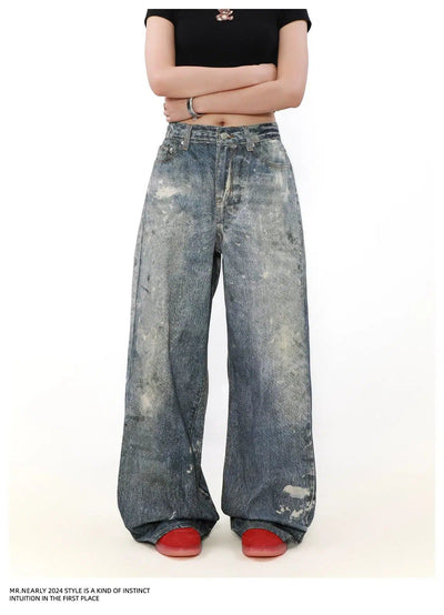 Faded Ink-Splash Jeans Korean Street Fashion Jeans By Mr Nearly Shop Online at OH Vault