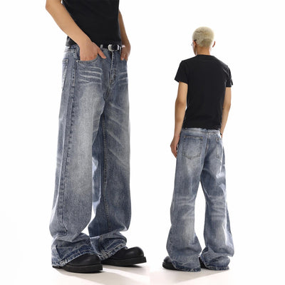 Whisker Faded Straight Cut Jeans Korean Street Fashion Jeans By MEBXX Shop Online at OH Vault