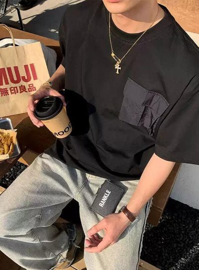 Wide Pocket Loose T-Shirt Korean Street Fashion T-Shirt By Poikilotherm Shop Online at OH Vault