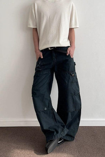 Versatile Utility Cargo Jeans Korean Street Fashion Jeans By A PUEE Shop Online at OH Vault