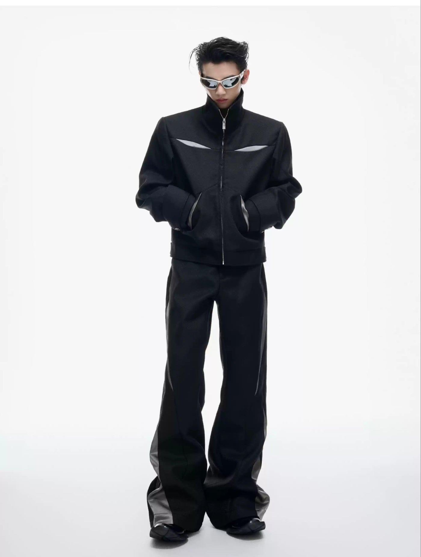Spliced Contrast Flared Trousers Korean Street Fashion Trousers By Argue Culture Shop Online at OH Vault