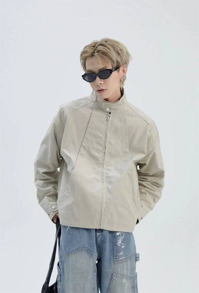 Harrington Strapped Collar Jacket Korean Street Fashion Jacket By Ash Dark Shop Online at OH Vault