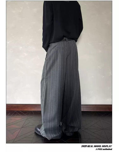 Contrast Side Seam Vertical Striped Pants Korean Street Fashion Pants By A PUEE Shop Online at OH Vault