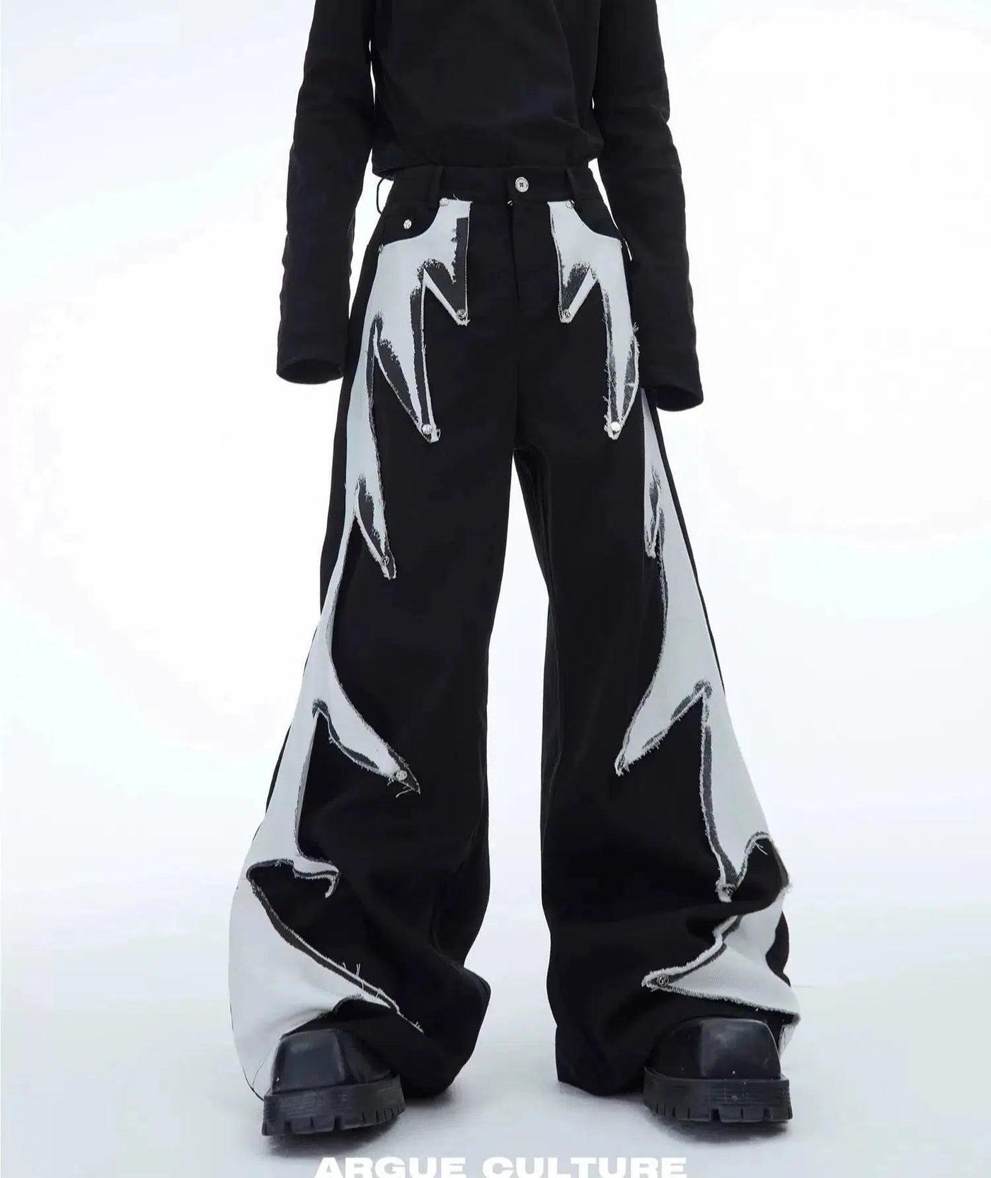 Flame Ghost Patched Pants Korean Street Fashion Pants By Argue Culture Shop Online at OH Vault