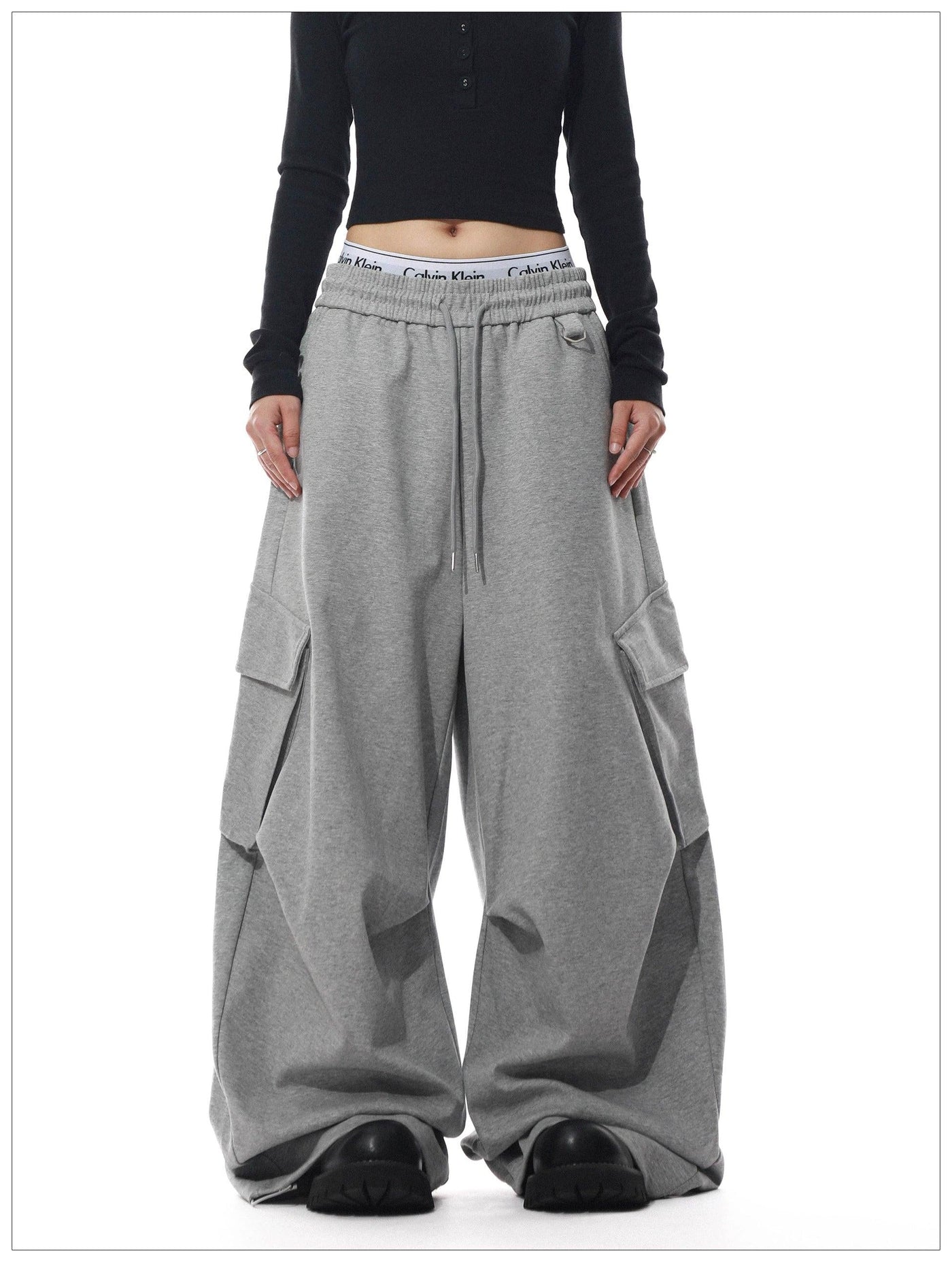 Drawstring Side Pocket Oversized Fit Sweatpants Korean Street Fashion Pants By Mr Nearly Shop Online at OH Vault