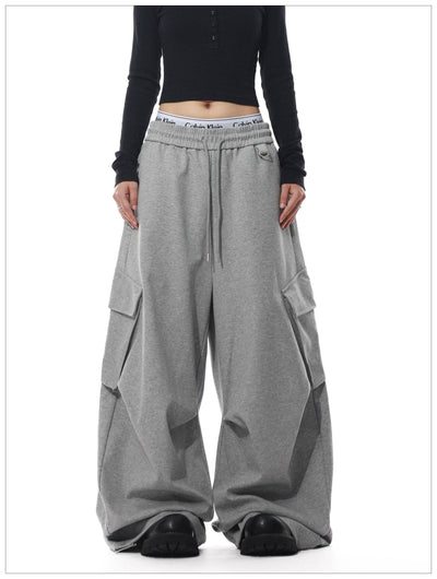 Drawstring Side Pocket Oversized Fit Sweatpants Korean Street Fashion Pants By Mr Nearly Shop Online at OH Vault