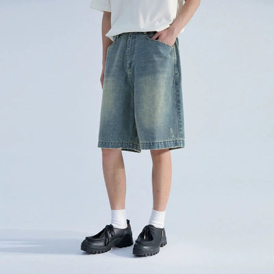 Faded Knee Denim Shorts Korean Street Fashion Shorts By Mentmate Shop Online at OH Vault