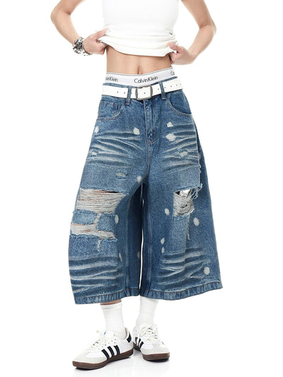 Heavy Ripped Denim Shorts Korean Street Fashion Shorts By Blacklists Shop Online at OH Vault