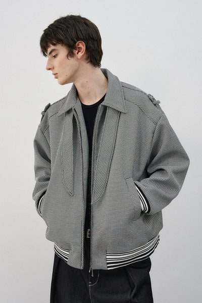 Multi-Detail Contrast Hem Houndstooth Jacket Korean Street Fashion Jacket By MaxDstr Shop Online at OH Vault