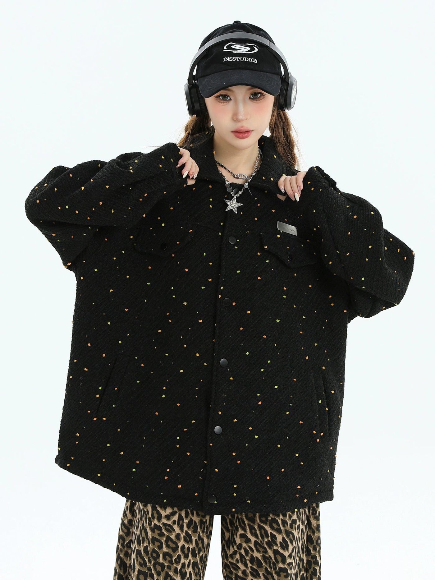 Minimal Dots Pattern Jacket Korean Street Fashion Jacket By INS Korea Shop Online at OH Vault