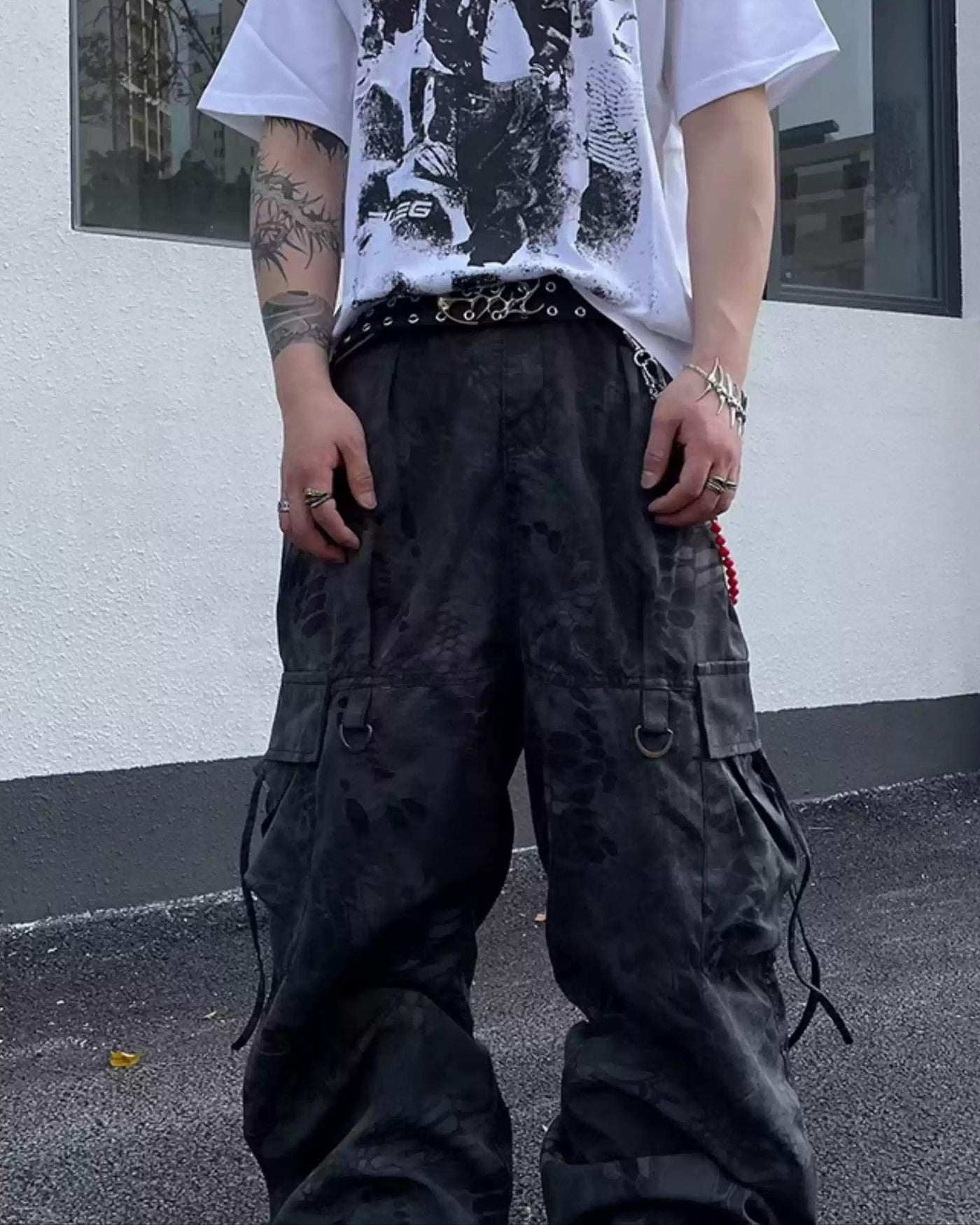 Camouflage Cargo Wide Pants Korean Street Fashion Pants By Dark Fog Shop Online at OH Vault