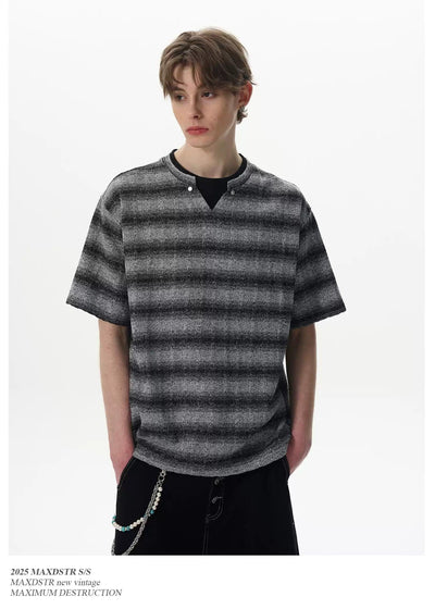 Contrast Smudged Stripes T-Shirt Korean Street Fashion T-Shirt By MaxDstr Shop Online at OH Vault