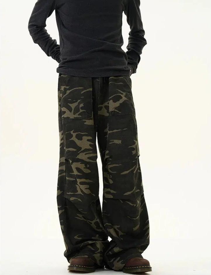 Drawcord Camouflage Cargo Pants Korean Street Fashion Pants By 77Flight Shop Online at OH Vault