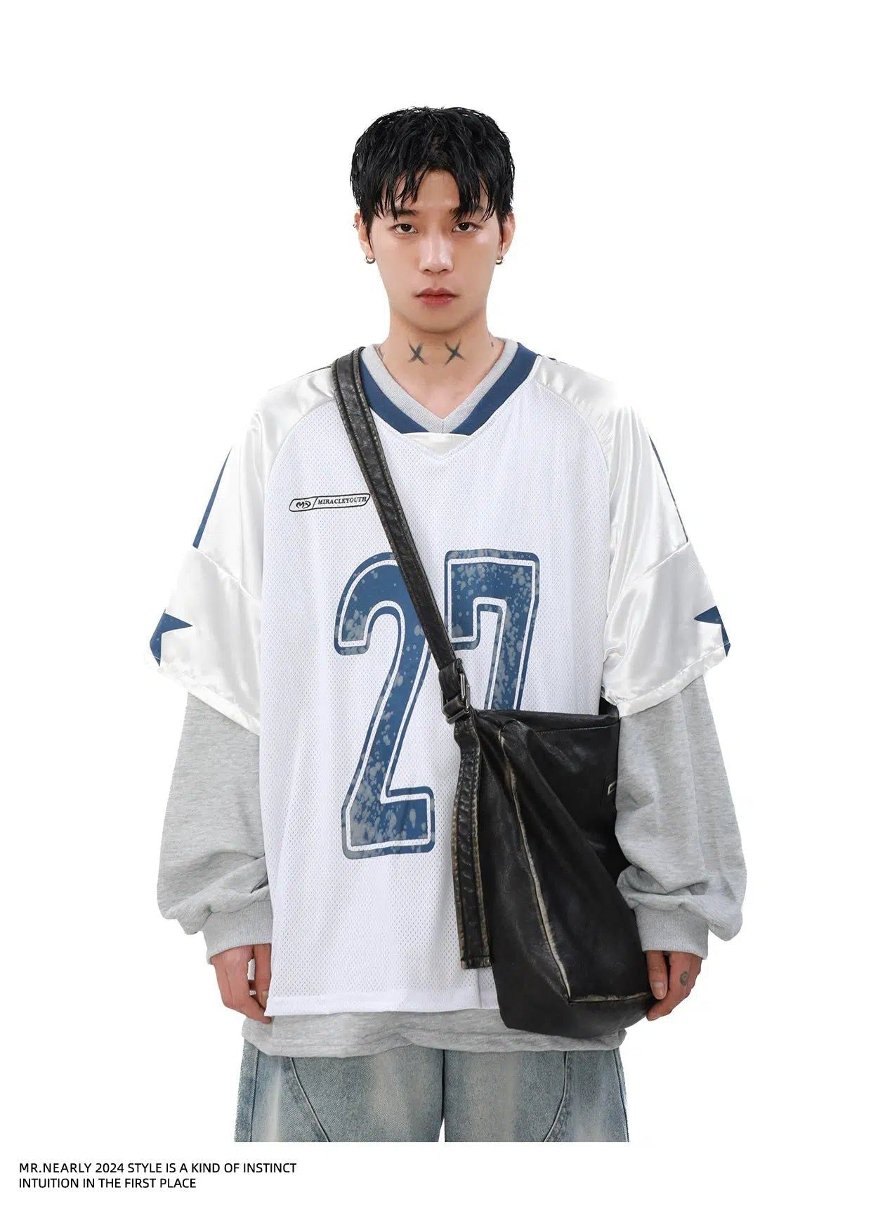 Two-Piece Jersey Style Long Sleeve T-Shirt Korean Street Fashion T-Shirt By Mr Nearly Shop Online at OH Vault