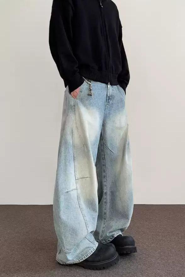 Wide Cut Faded Spots Jeans Korean Street Fashion Jeans By A PUEE Shop Online at OH Vault