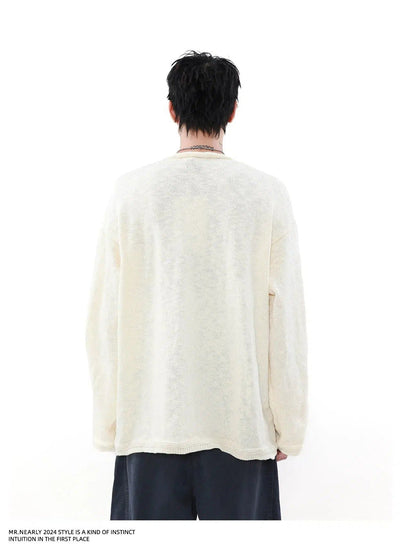 Hollow Knitted V-Neck Sweater Korean Street Fashion Sweater By Mr Nearly Shop Online at OH Vault