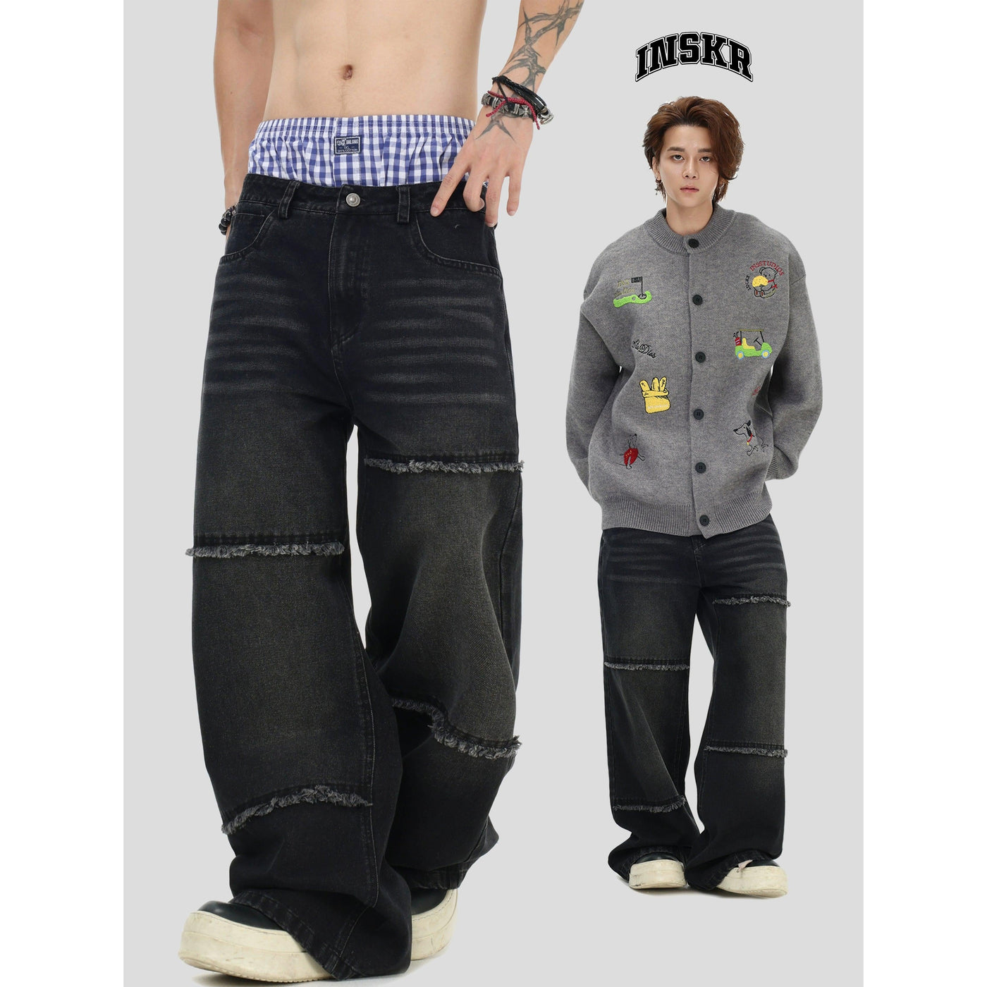 Frayed Line Straight Jeans Korean Street Fashion Jeans By INS Korea Shop Online at OH Vault