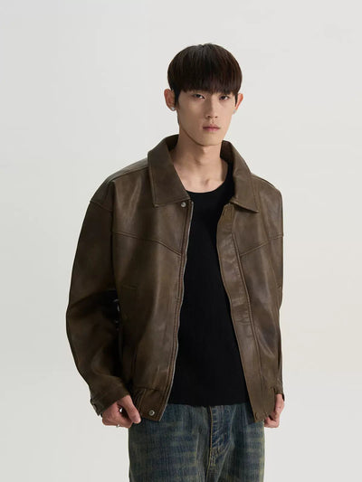 Buttoned and Zippered PU Leather Jacket Korean Street Fashion Jacket By A PUEE Shop Online at OH Vault