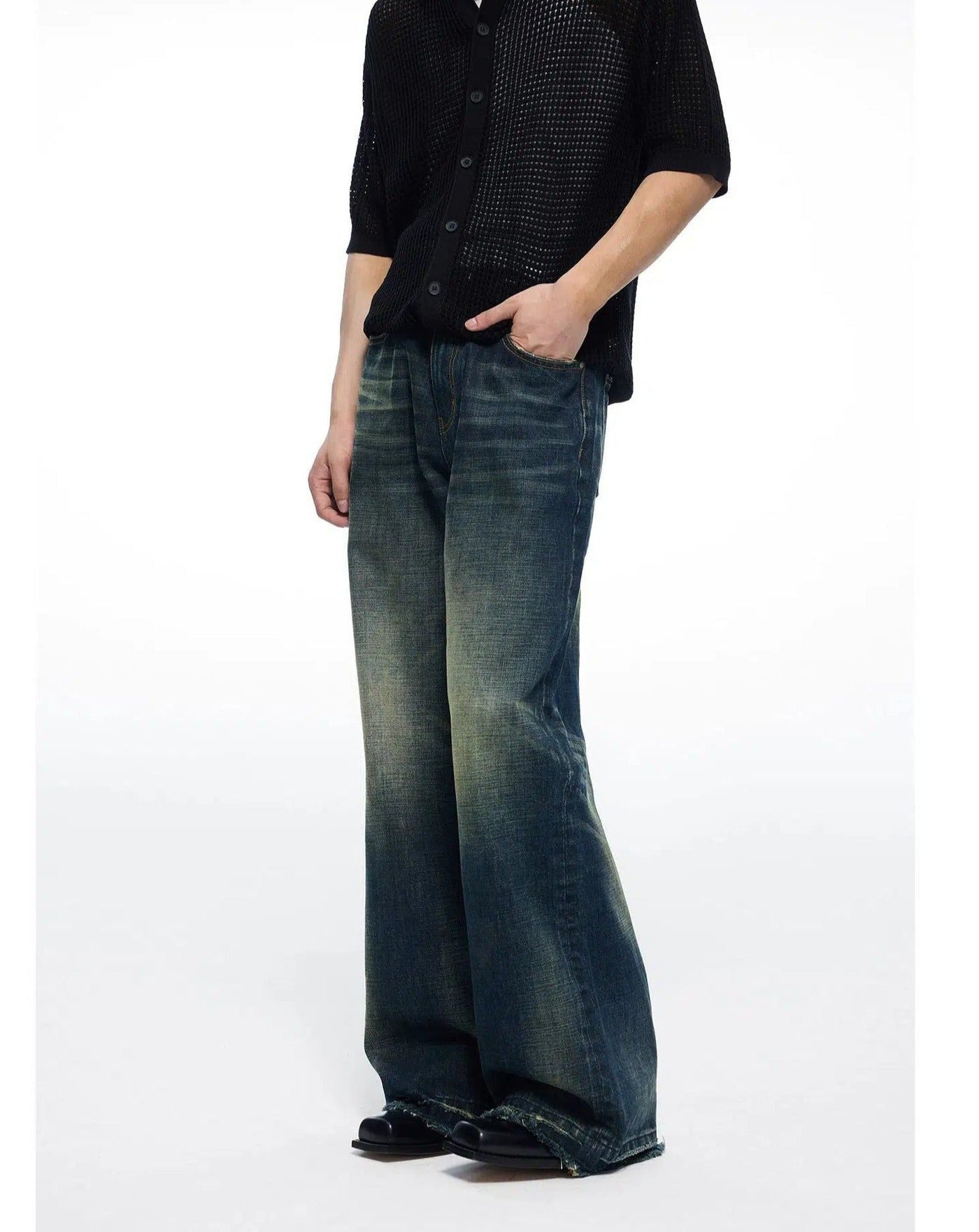 Frayed Ends Washed Jeans Korean Street Fashion Jeans By Terra Incognita Shop Online at OH Vault