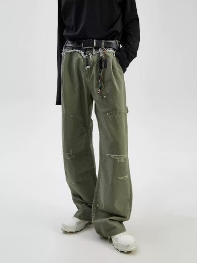 Double-Knee Tassel Detail Pants Korean Street Fashion Pants By Ash Dark Shop Online at OH Vault