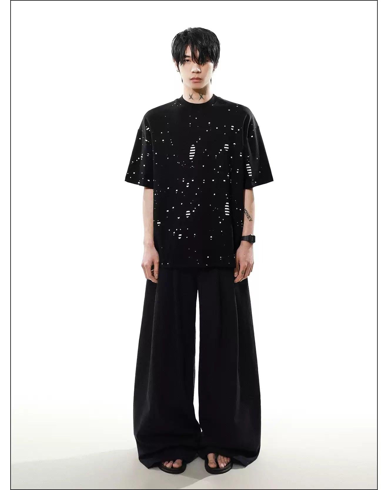 Laser-Cut Stripe Layered T-Shirt Korean Street Fashion T-Shirt By Mr Nearly Shop Online at OH Vault