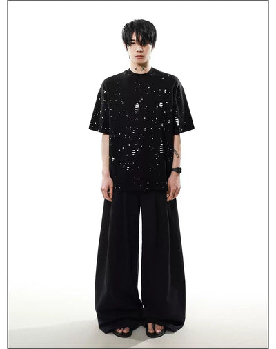Laser-Cut Stripe Layered T-Shirt Korean Street Fashion T-Shirt By Mr Nearly Shop Online at OH Vault