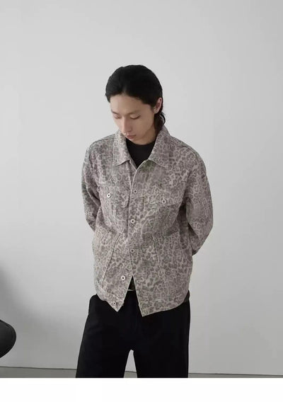 Washed Leopard Print Denim Jacket Korean Street Fashion Jacket By In Knots Shop Online at OH Vault