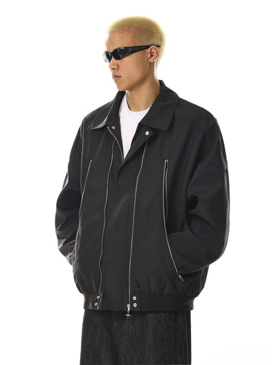 Multi-Zip Collared Jacket Korean Street Fashion Jacket By MEBXX Shop Online at OH Vault