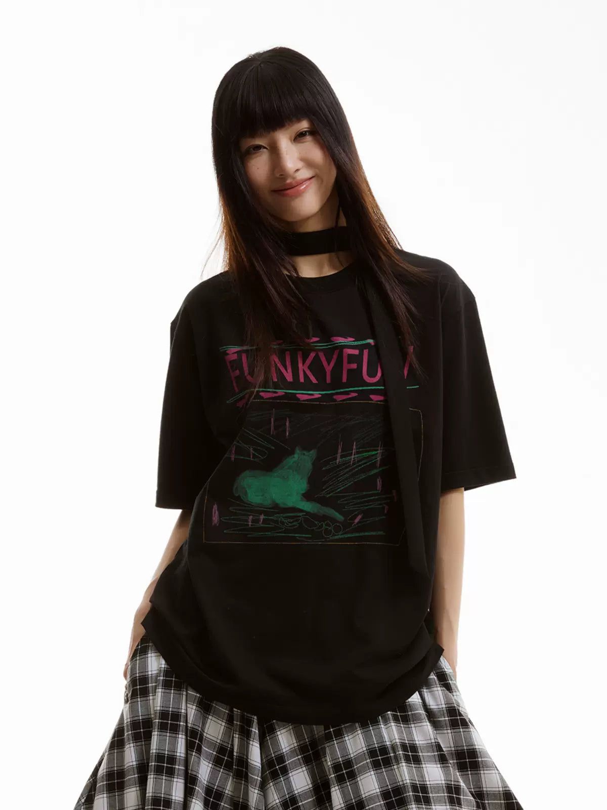 Colored Doodles Graphic T-Shirt Korean Street Fashion T-Shirt By Funky Fun Shop Online at OH Vault