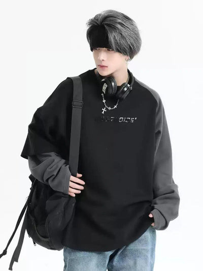 Irregular Spliced Detail Crewneck Korean Street Fashion Crewneck By INS Korea Shop Online at OH Vault