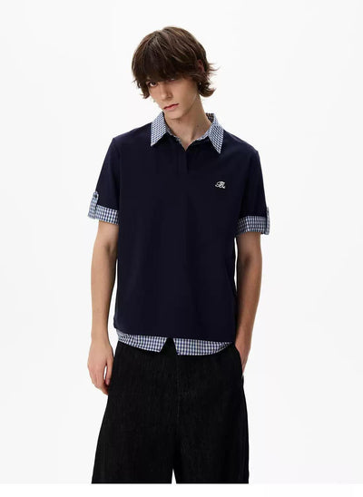 Plaid Layered Casual Polo Korean Street Fashion Polo By 77Flight Shop Online at OH Vault