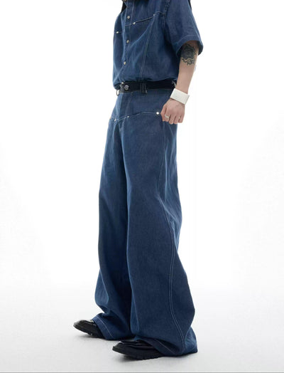Structured Snap Buttons Denim Shirt & Jeans Set Korean Street Fashion Clothing Set By Argue Culture Shop Online at OH Vault