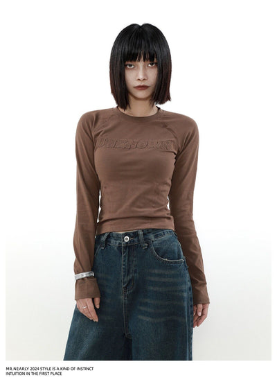 Embroidered Long Sleeve T-Shirt Korean Street Fashion T-Shirt By Mr Nearly Shop Online at OH Vault