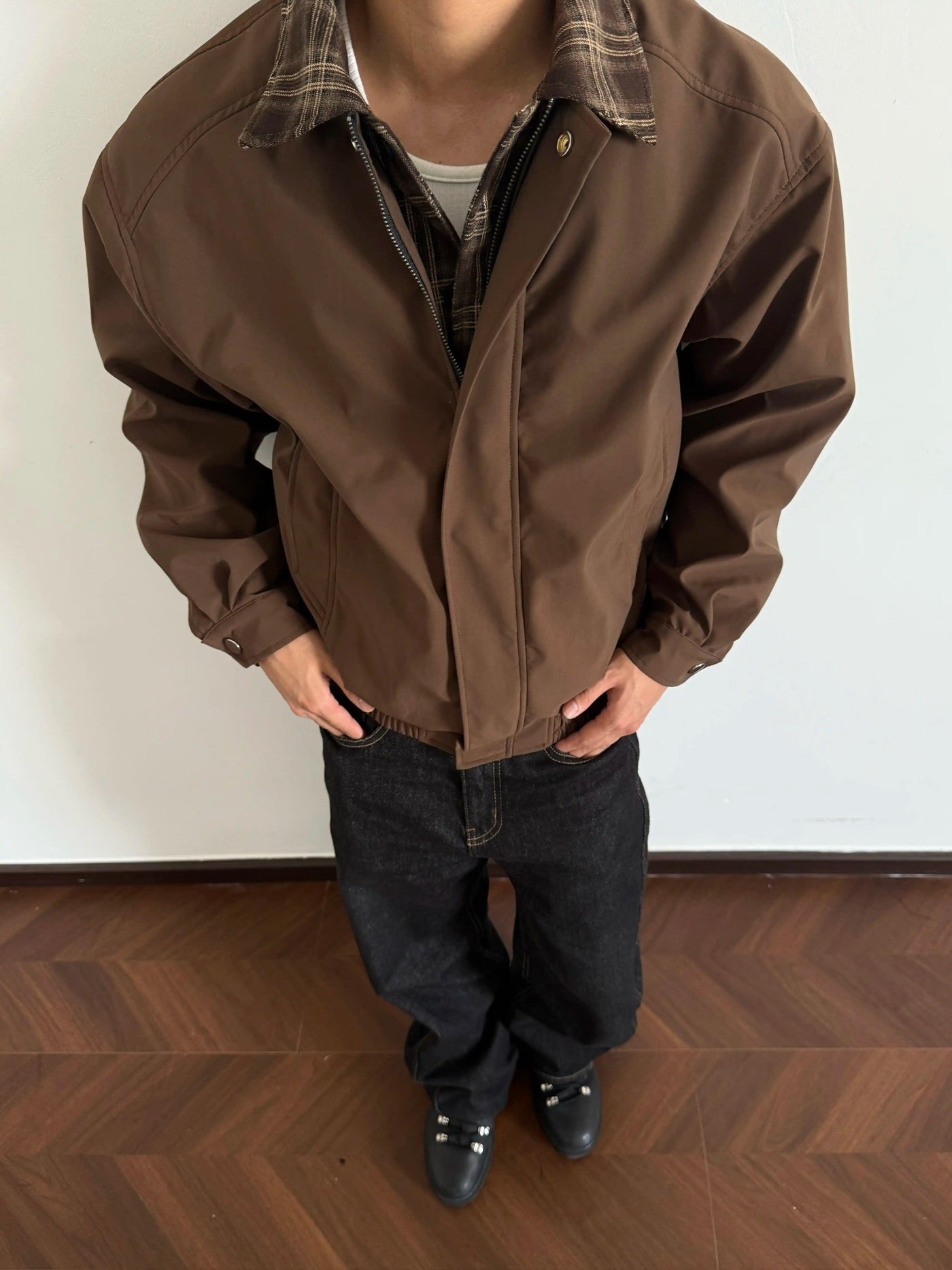 Plaid Spliced Ruch Hem Jacket Korean Street Fashion Jacket By Made Extreme Shop Online at OH Vault