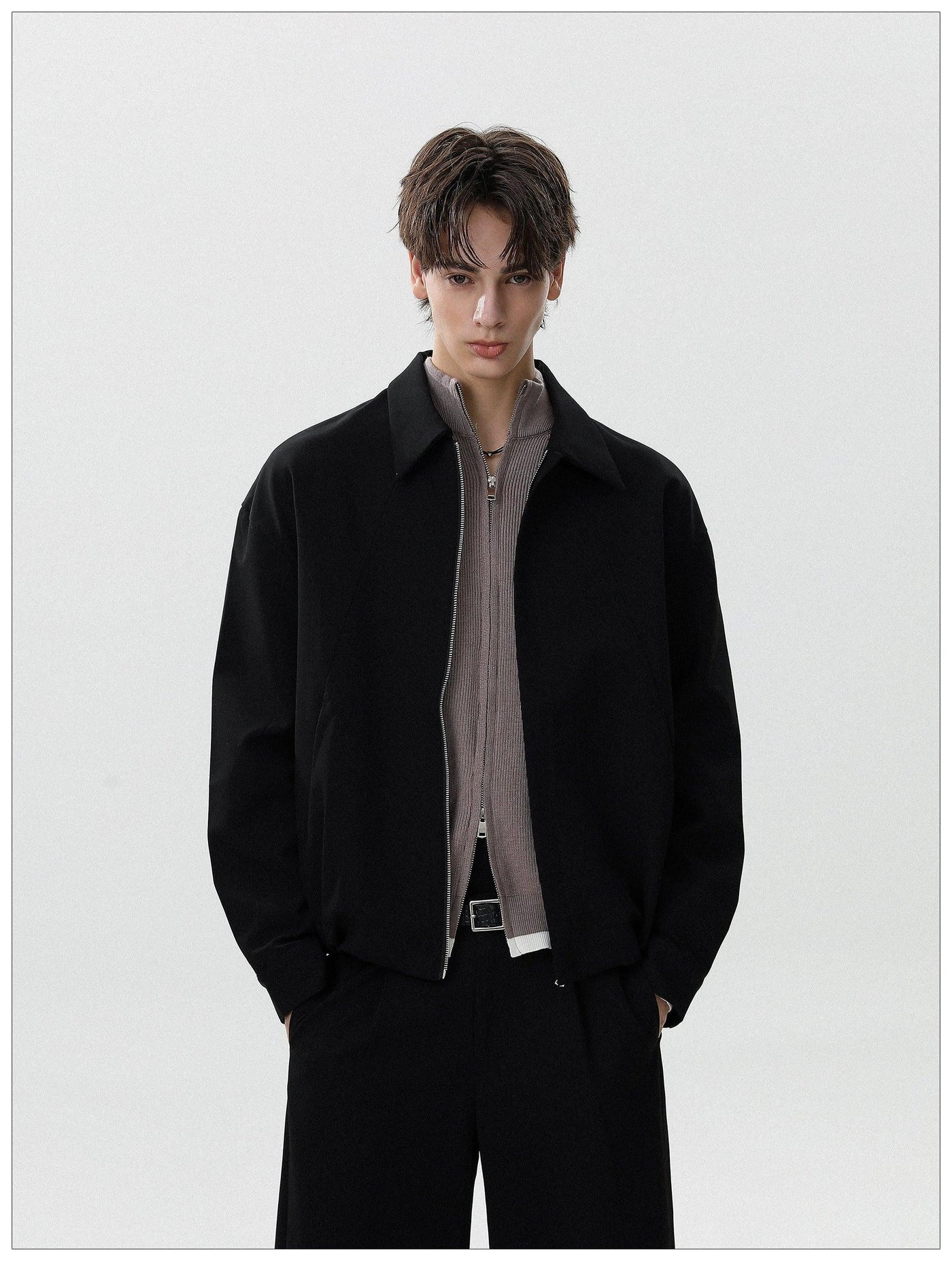 Clean Fit Zipped Jacket Korean Street Fashion Jacket By Mr Nearly Shop Online at OH Vault