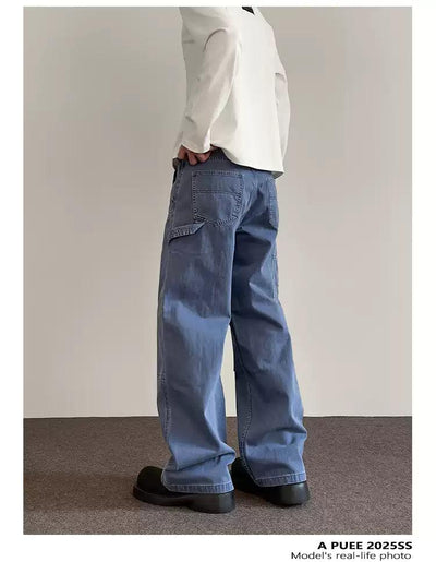 Washed Double-Knee Pants Korean Street Fashion Pants By A PUEE Shop Online at OH Vault