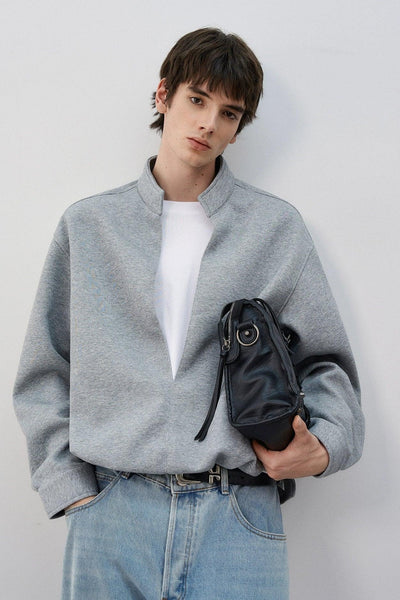 Stand Collar Line Cut Layered Crewneck Korean Street Fashion Jacket By MaxDstr Shop Online at OH Vault