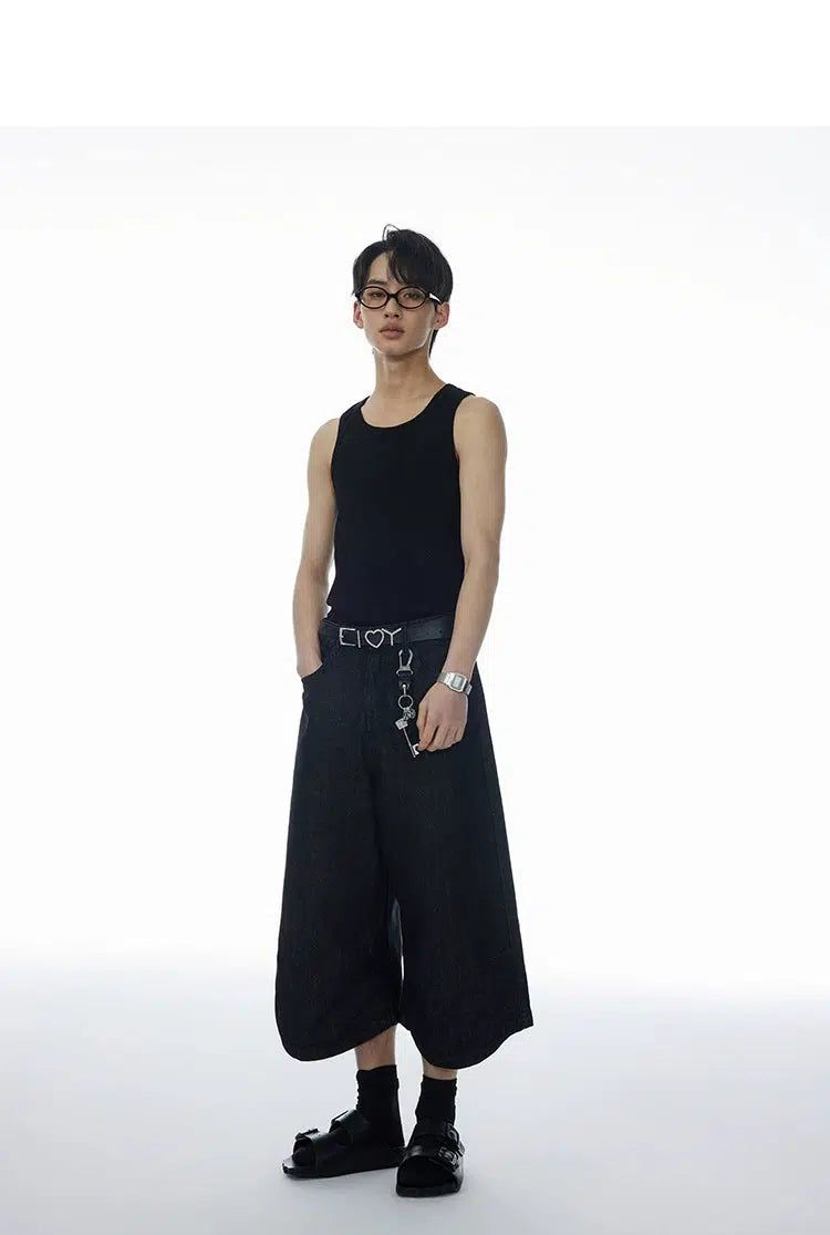 Wide Leg Cropped Jeans Korean Street Fashion Jeans By Cro World Shop Online at OH Vault