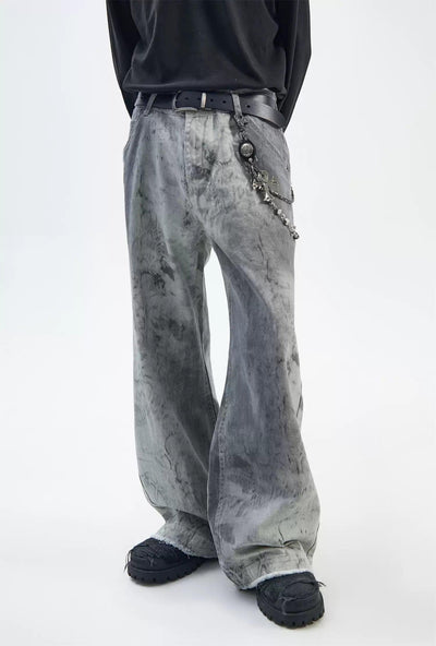 Ink-Splash Snake Pattern Jeans Korean Street Fashion Jeans By Ash Dark Shop Online at OH Vault