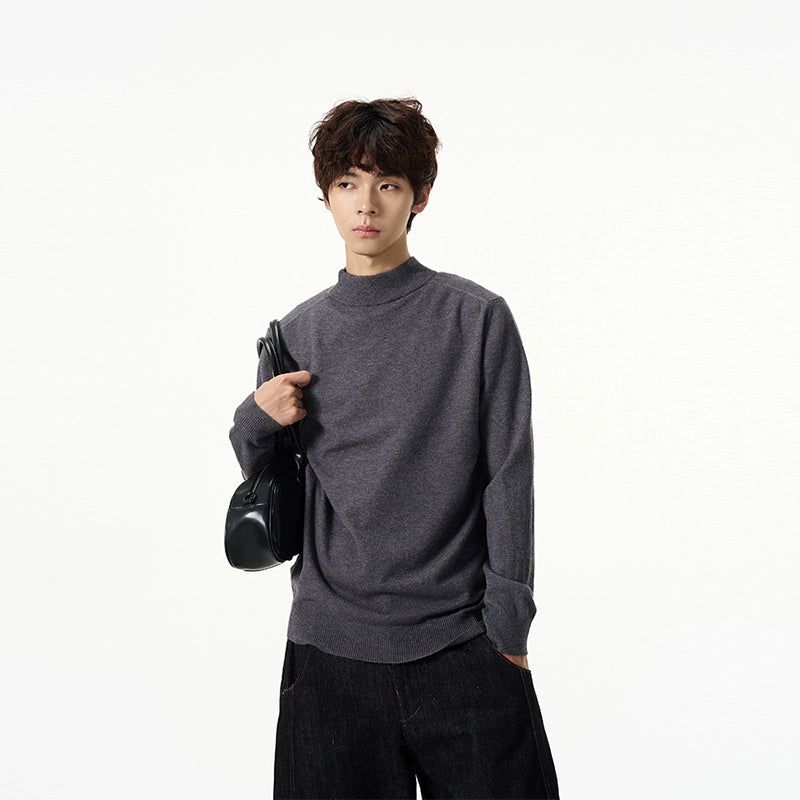 Essential Mock Neck Thin Sweater Korean Street Fashion Sweater By 77Flight Shop Online at OH Vault