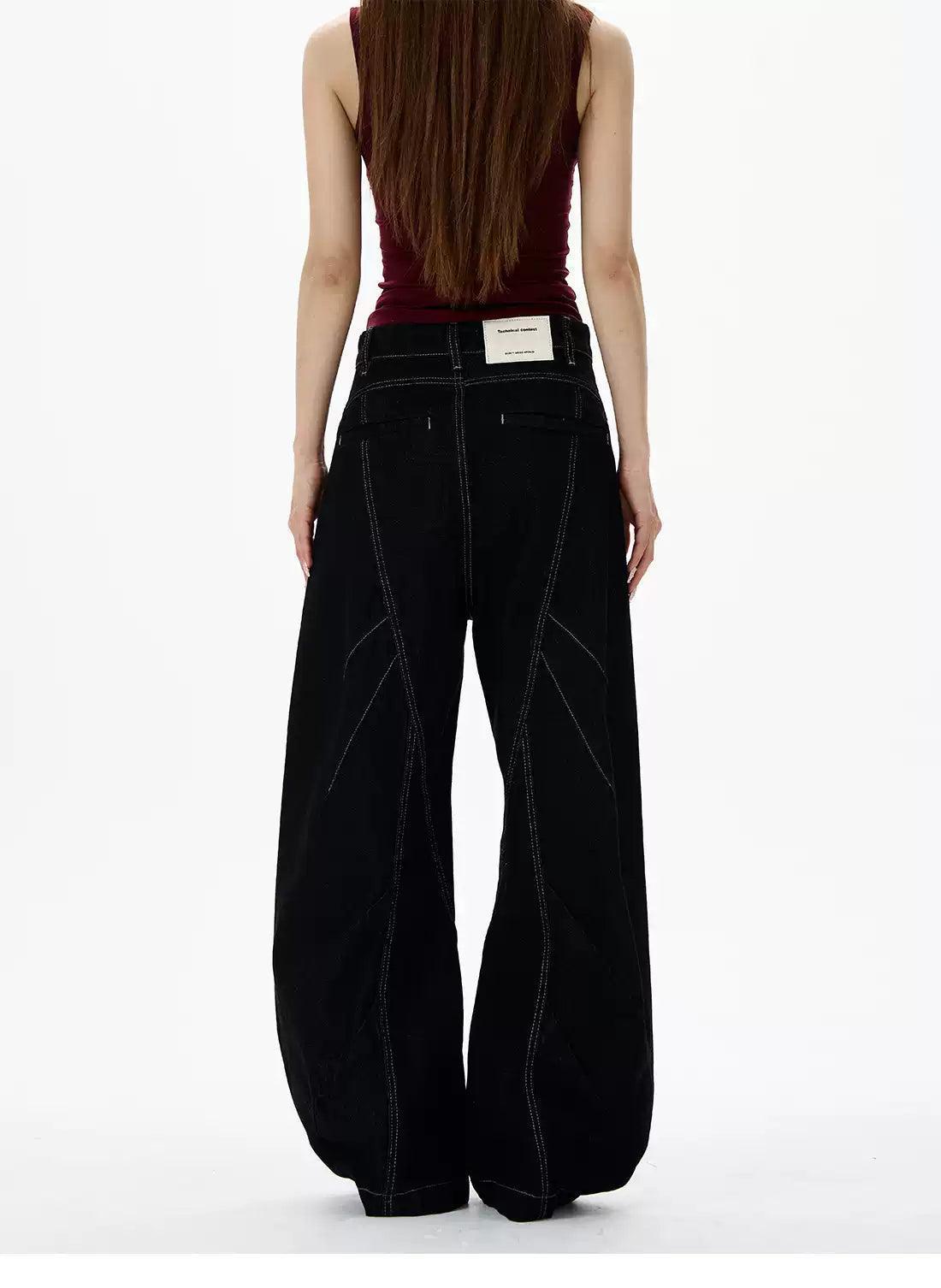 Line Stitches High Waist Jeans Korean Street Fashion Jeans By 77Flight Shop Online at OH Vault