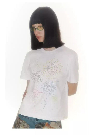 Firework Outline Print T-Shirt Korean Street Fashion T-Shirt By Conp Conp Shop Online at OH Vault