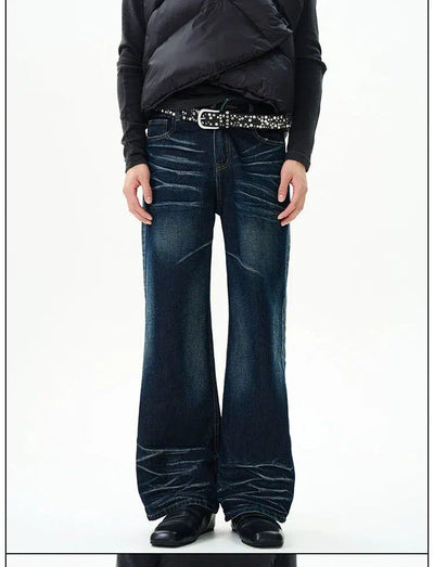 Whiskered Fade Loose Jeans Korean Street Fashion Jeans By 77Flight Shop Online at OH Vault